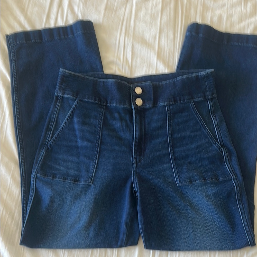 White House Black Market Blue Flare Wide Leg Jeans